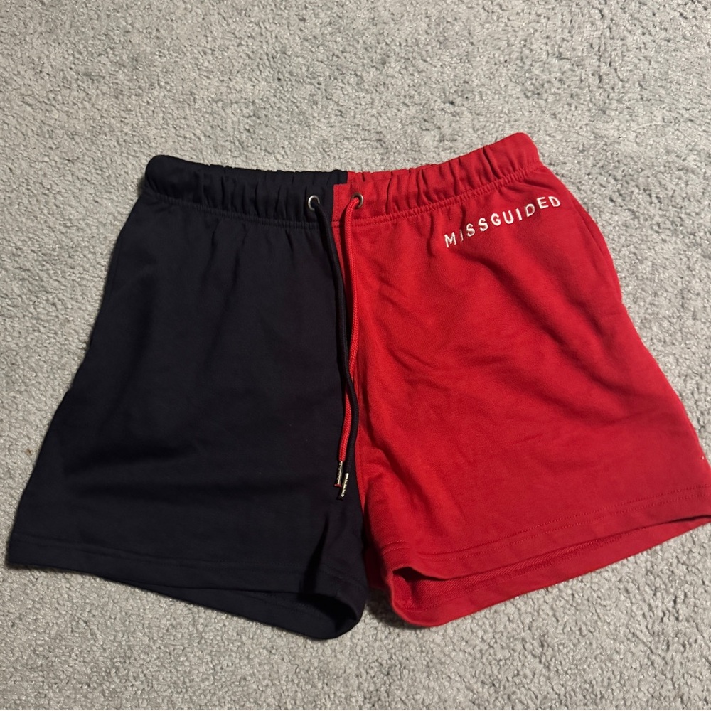 Missguided navy and red shorts